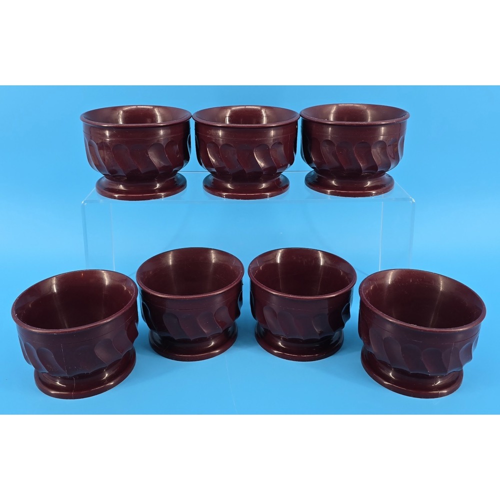 Set of 7 Dinex Turnbury Dessert Bowls Cranberry Swirl #3200 5 oz‎ Insulated